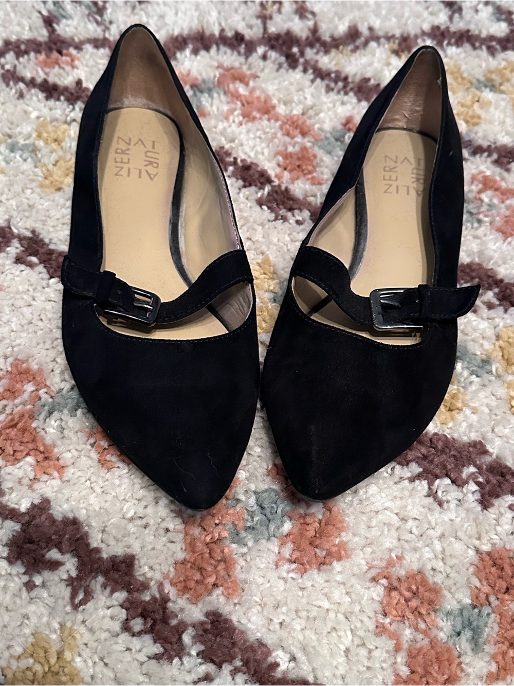 Naturalizer Black Pointed Mary Jane Flats - Picture 2 of 5